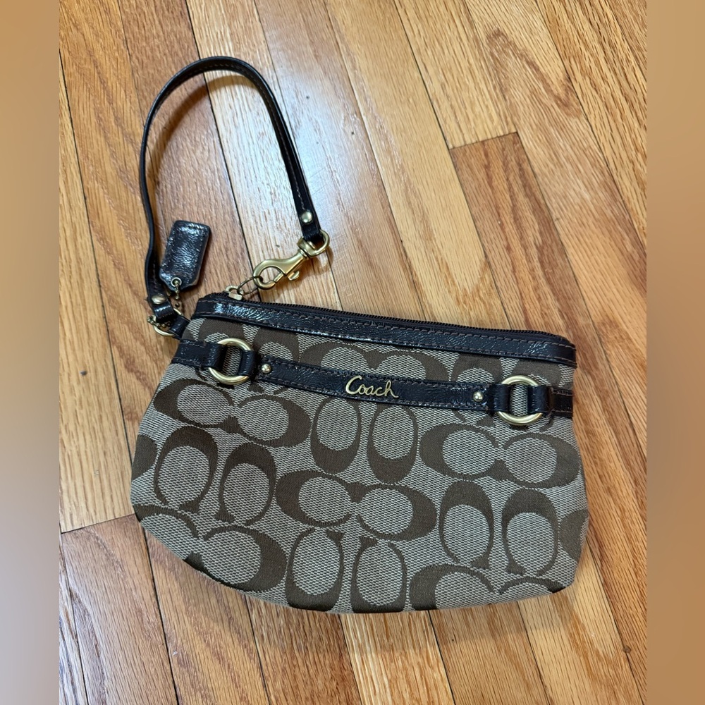Brown coach wristlet